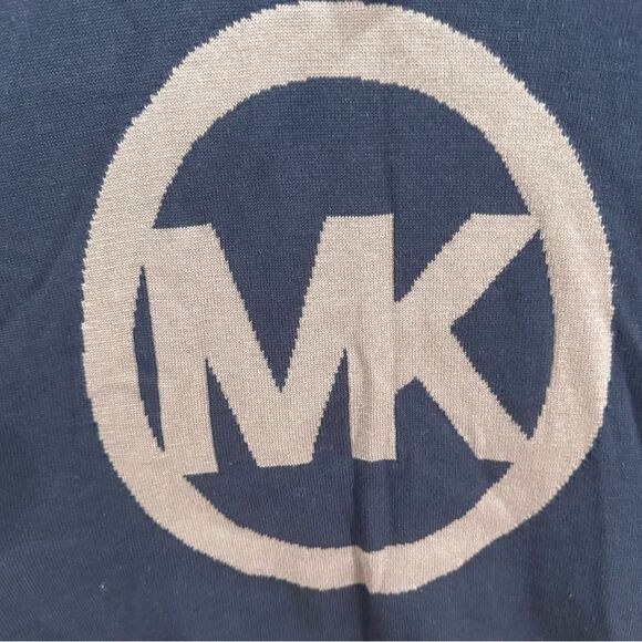 Michael Kors Midnight Blue & Gray Logo Charm Cotton Blend Sweatshirt Medium NWT - Picture 4 of 8
